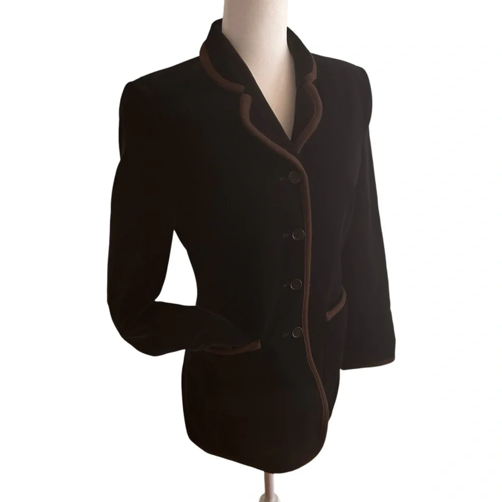 Laura Ashley Vintage Black Velvet Jacket/Blazer womens size 6 classic academia